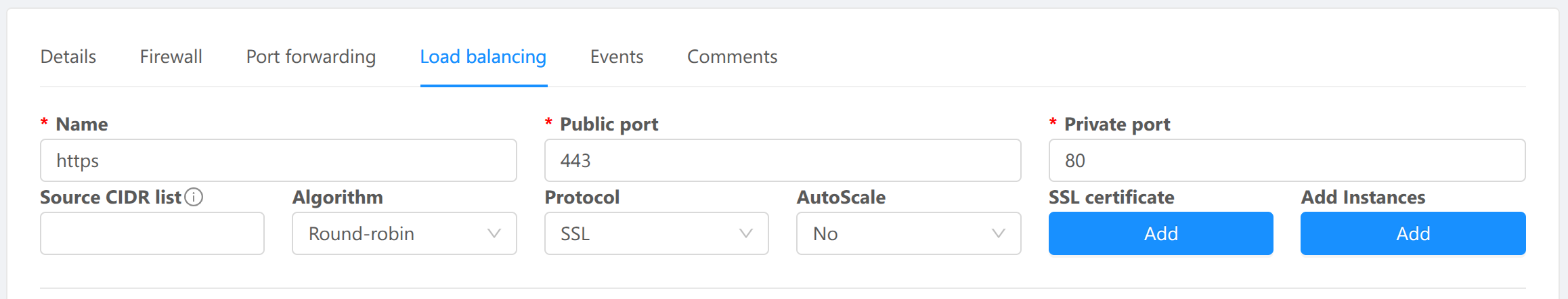 Create load balancer rule with SSL protocol